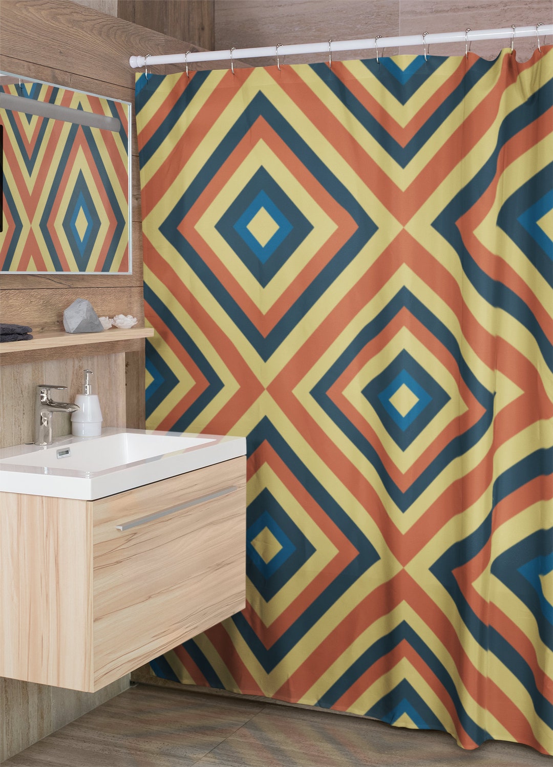 70's Retro Shower Curtain - Groovy Retro Bathroom Decor