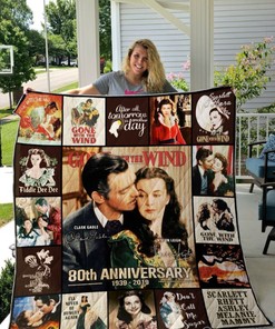 80th Anniversary Gone With The Wind Quotes Quilt Blanket Bedding Set