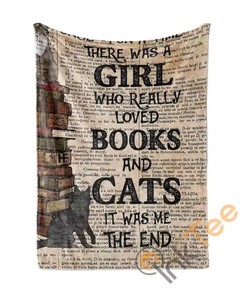 A Girl Loves Books And Cats Sherpa Fleece Blanket Gifts for Family, for Couple
