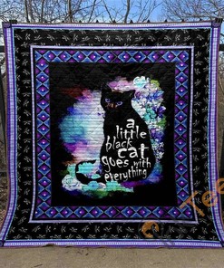 A Little Black Cat Goes With Everything Quilt Blanket Bedding Set