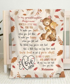 A Little Hug From Grandma Personalized Baby Blanket For Baby Kids Thanksgiving Birthday