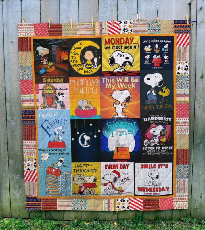 A Week Of Snoopy Quilt Blanket Bedding Set for Home Décor