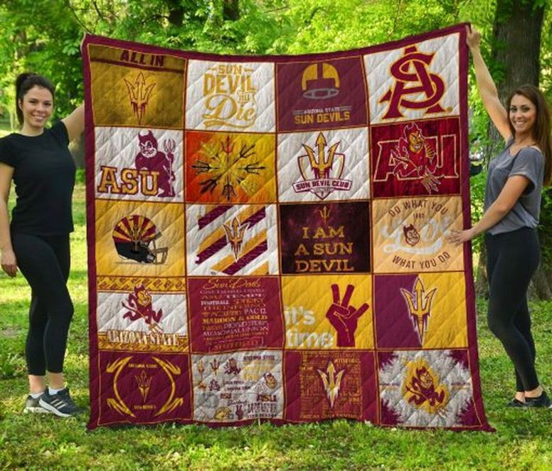 ASU Ncaa Arizona State Sun Devils Combined Quilt Blanket Bedding Set