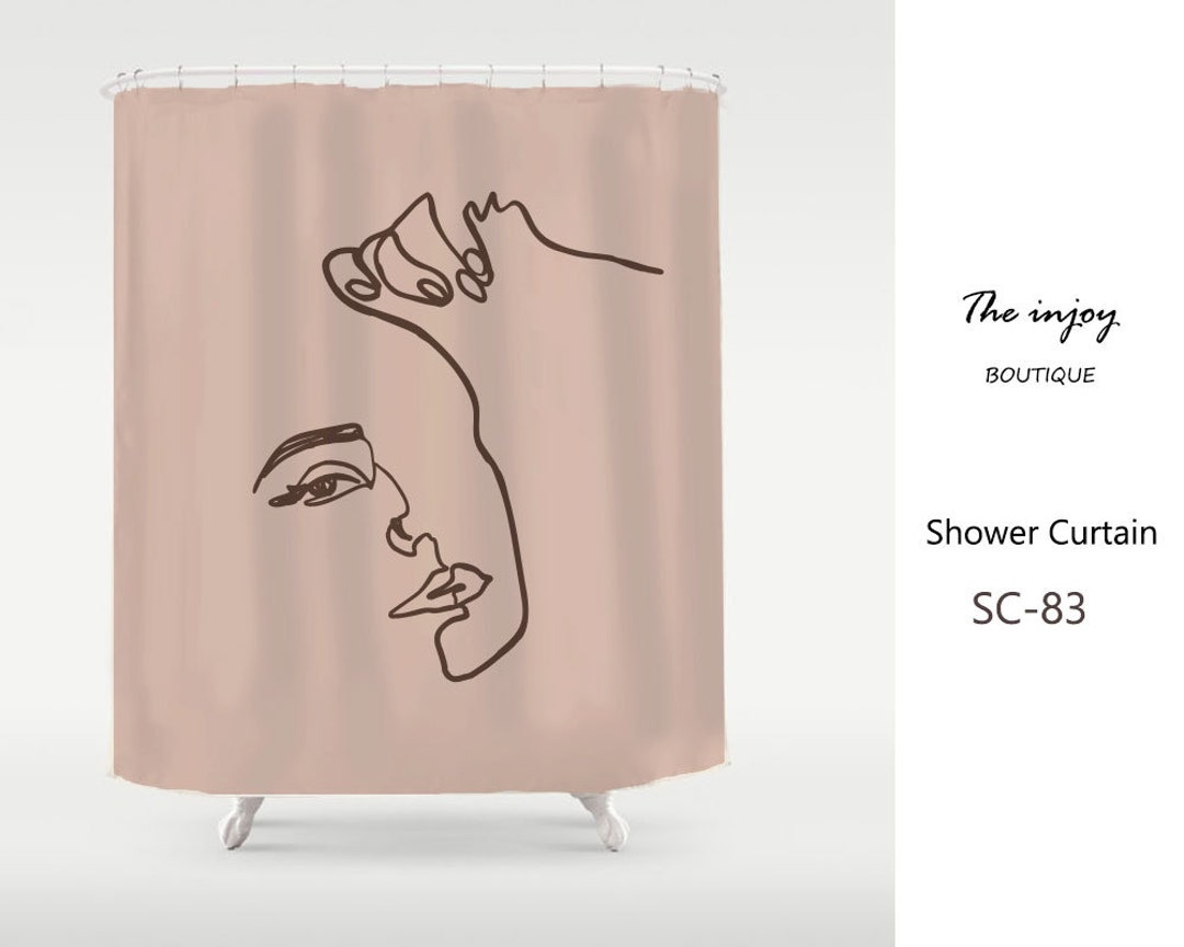 Abstrace Art Face Shower Curtain, Waterproof And Washable Shower Curtain, , Bohemian Bathroom