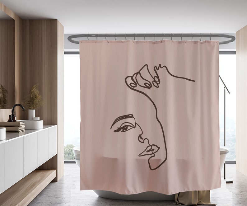 Abstrace Art Face Shower Curtain, Waterproof And Washable Shower Curtain, , Bohemian Bathroom - Image 2