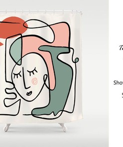 Abstract Art Girl Face Shower Curtain For Bathroom, Waterproof And Washable Shower Curtains Curtains For Bath Tub