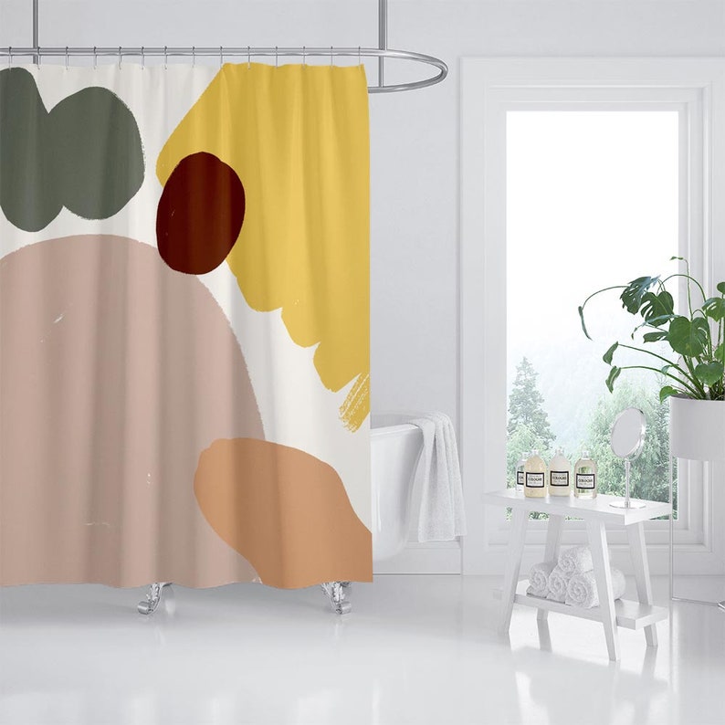 Abstract Art Shower Curtain, Bathroom Set, Waterproof Washable Shower Curtain - Image 2