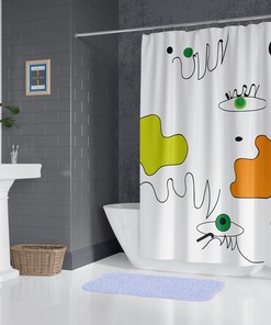 Abstract Art Shower Curtain, Boho Minimalist Farmhouse Shower Curtain
