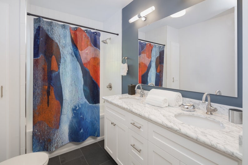 Abstract Art Shower Curtain College Dorm Bathroom Decor - Image 2