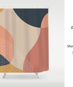 Abstract Art Shower Curtain, Color Blocks, Nordic Style Minimalism, Partitian Curtains, Modern Art Design