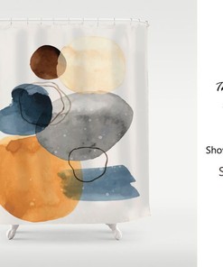 Abstract Art Shower Curtain, Color Blocks, Nordic Style Minimalism, Waterproof And Washable Shower Curtain