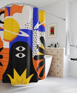 Abstract Art Shower Curtain, Contemporary Art, Tribal Bathroom Curtain, Mid Century Modern Shower Curtain