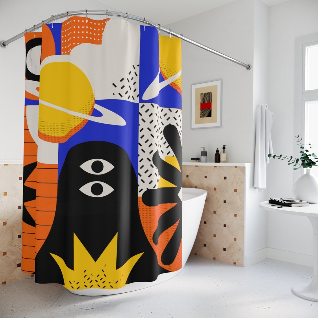 Abstract Art Shower Curtain, Contemporary Art, Tribal Bathroom Curtain