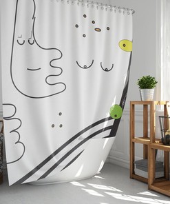 Abstract Art Shower Curtain, Minimalist Art Modern Apartment Bathroom Curtain, Artistic Bathroom Decor