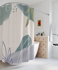 Abstract Art Shower Curtain, Peaceful And Neutral Warm Earth Colors Mid Century Modern Shower Curtain