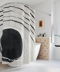 Abstract Art Shower Curtain, Watercolor Black And White Brush Oil Paint Strokes, Apartment, Contemporary Art, Minimal Curtain