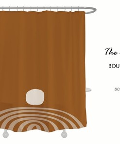 Abstract Brown Shower Curtain, Bohemian Bathroom Set, Waterproof Washable Shower Curtain