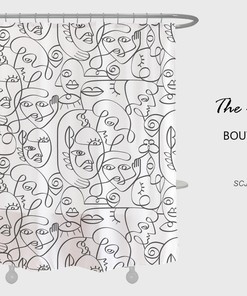 Abstract Face Shower Curtain, Heavy Duty Polyester Fabric Shower Curtains Waterproof Modern Home Bathroom Decor