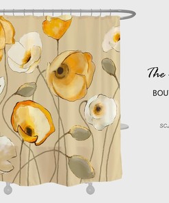 Abstract Flowers Shower Curtain, Art Floral Waterproof Shower Curtain, Bathroom Set Water Repelling