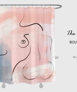 Abstract Modern Shower Curtain, Pink Art Girls Body Waterproof Shower Curtain, Bathroom Set