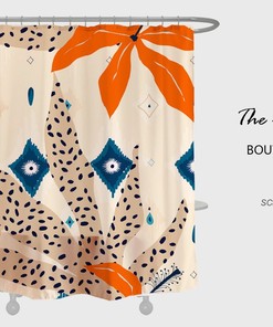 Abstract Orange Monstera Shower Curtain, Funny Arts Waterproof And Washable Shower Curtain For Bathroom