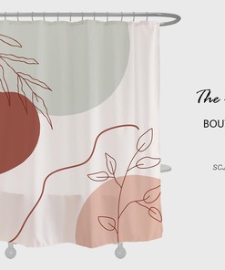 Abstract Plant Shower Curtain, Arts Painting Heavy Duty Polyester Fabric Shower Curtains, Waterproof Modern Home Bath Decor