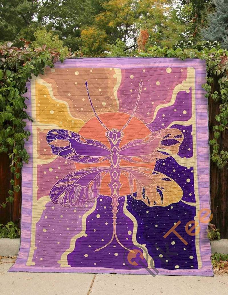 Abstract Purple Dragonfly Quilt Blanket Bedding Set