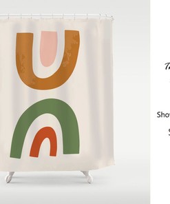 Abstract Rainbow Shower Curtain, Nordic Style Waterproof Washable Shower Curtains
