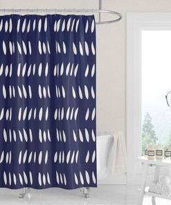 Abstract Raindrop Cutouts Dark Navy Blue White Shower Curtain