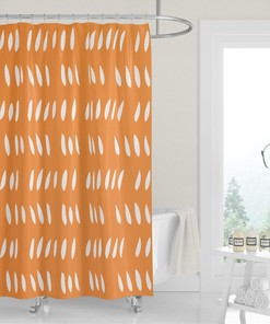 Abstract Raindrop Cutouts Tangerine Orange White Shower Curtain