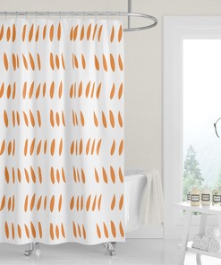 Abstract Raindrop Cutouts Tangerine Orange White Shower Curtain For Bathroom