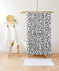 Abstract Shapes Shower Curtain Minimalist Curtain White And Black Abstract Decor Art Deco Eco-Friendly Waterproof
