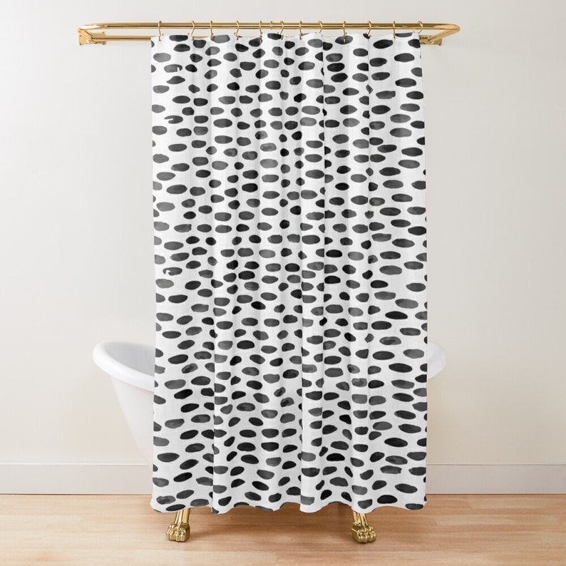 Abstract Shapes Shower Curtain Minimalist Curtain White And Black Abstract Decor Art Deco Eco-Friendly Waterproof - Image 4