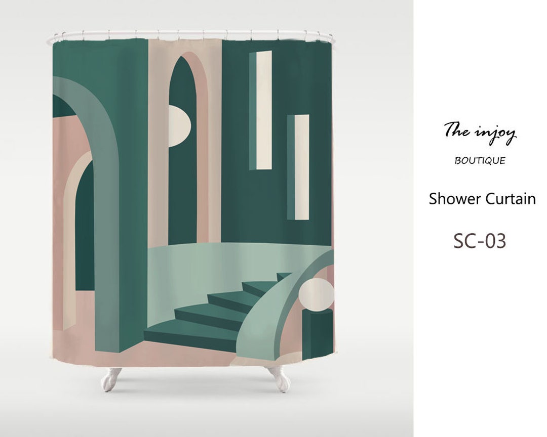 Abstract Shower Curtain, 3D Modern Fabric Shower Curtain, Bathroom Decor, Custom Size Curtain, Quick-Drying