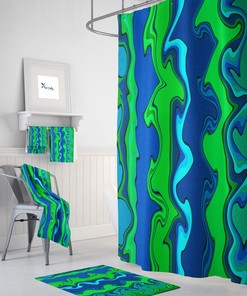Abstract Shower Curtain Blue and Green
