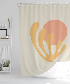 Abstract Shower Curtain Boho Mid-Century Vintage Patterns Trendy Shower Curtain Eco-Friendly Waterproof Abstract Decor