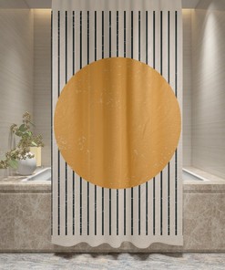 Abstract Shower Curtain Boho Mid-Century Vintage Sun Shower Curtain Eco-Friendly Waterproof Abstract Decor