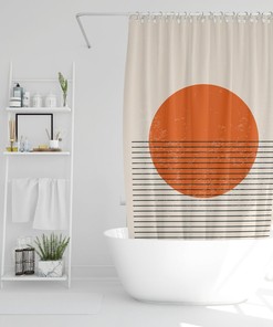 Abstract Shower Curtain Boho Mid-Century Vintage Sun Shower Curtain Home Decor