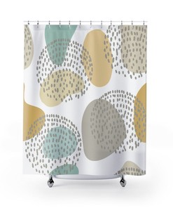 Abstract Shower Curtain, Contemporary Art Bath Curtain, Geometric Shapes Shower Curtain