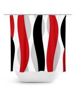 Abstract Shower Curtain, Red And Black Shower Curtain, Abstract Ribbon Red Bathroom Decor, Abstract Wave Shower Curtain