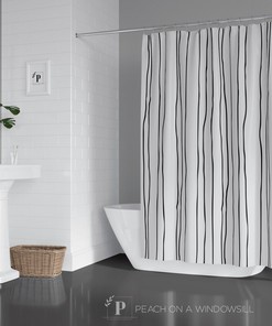 Abstract Stripe Shower Curtain, Modern Minimalist Black And White Bath Curtain, Simple And Neutral Bathroom Decor