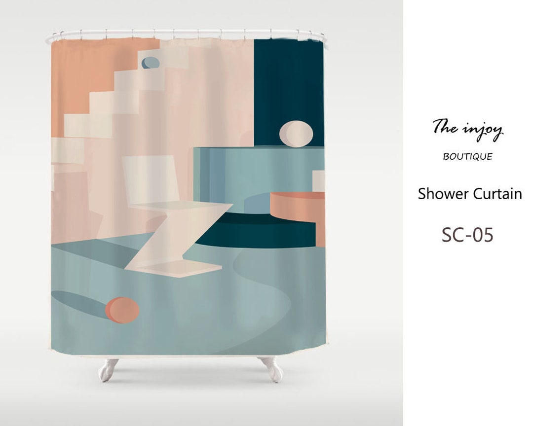Abstract Waterproof Shower Curtain, , Waterproof Washable Shower Curtain Modern Style Home Decor