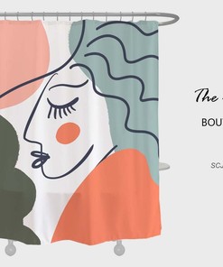 Abstract Women Face Shower Curtain, Arts Painting Heavy Duty Polyester Fabric Shower Curtains, Waterproof Modern Home Bath Decor