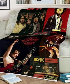 Ac Dc Music Band Gift, Ac Dc Music Band Album Collage Gift For Fan Comfy Throw Blanket Gift