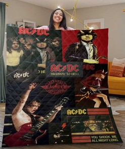 Ac Dc Music Band Quilt Blanket Bedding Set, Ac Dc Music Band Album Collage Gift For Fan, Ac Dc Music Band Album Collage Quilt Blanket Bedding Set