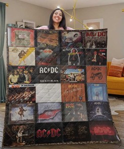Acdc Quilt Blanket Bedding Set, Acdc Gift For Fan, Acdc Band Album Collage Duvet Quilt Blanket Bedding Set Bedding Set Quilt Blanket Bedding Set