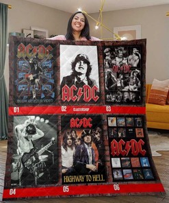Acdc Quilt Blanket Bedding Set, Acdc Gift For Fan, Acdc Band Album Collage Quilt Blanket Bedding Set