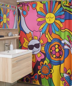 Add A Groovy Touch To Your Bathroom With Our 60's 70's Hippie Psychedelic Retro Shower Curtain