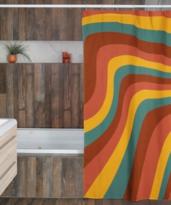 Add A Groovy Touch To Your Bathroom With Our 60's 70's Hippie Retro Shower Curtain Accessory