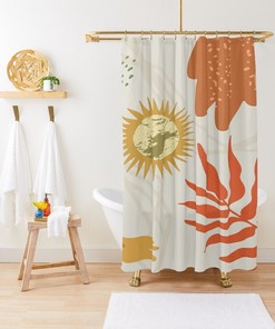 Add A Modern Touch To Your Bathroom With Our Orange Squares Shower Curtain